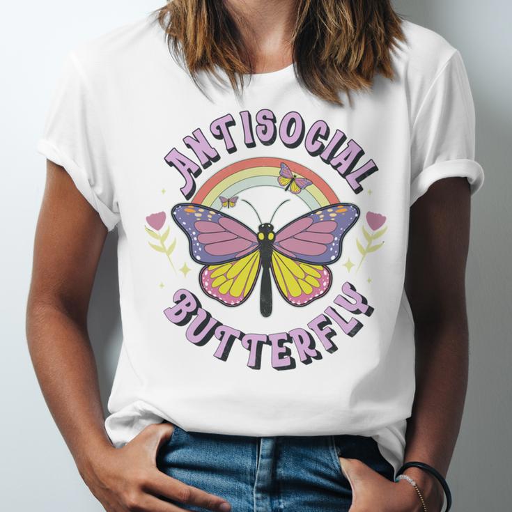 Antisocial Butterfly Groovy t For Introvert Men Women Girls Unisex Jersey T-Shirt Antisocial Butterfly Groovy t For Introvert Men Women Girls Unisex Jersey T-Shirt