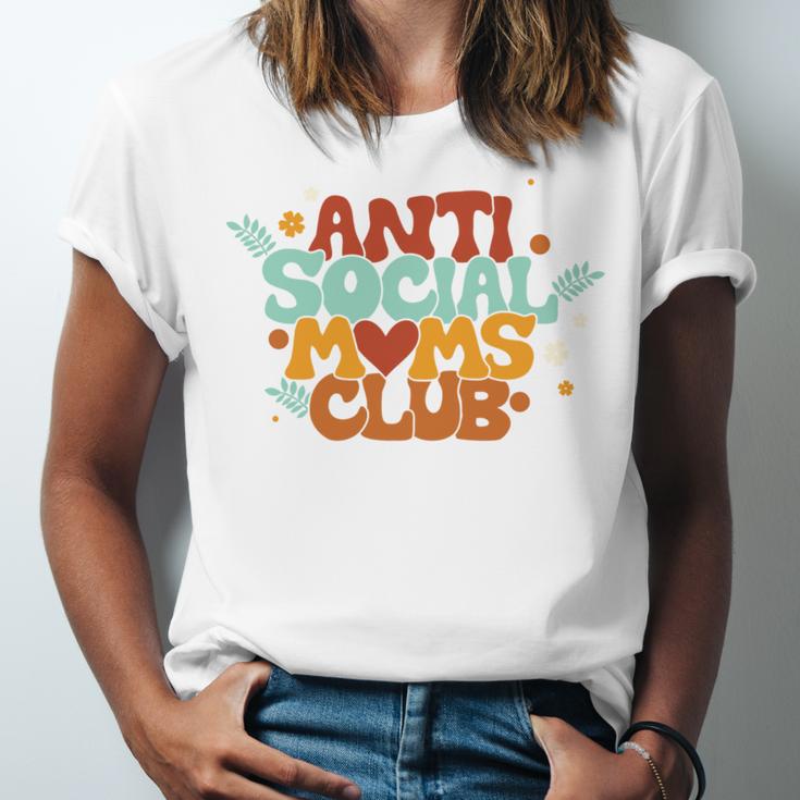 Antisocial Moms Club Introvert Mom Mothers Introverted Retro Unisex Jersey T-Shirt