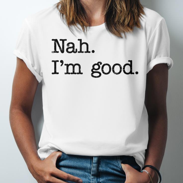 Antisocial Nah I'm Good Introvert Sarcastic Saying Unisex Jersey T-Shirt