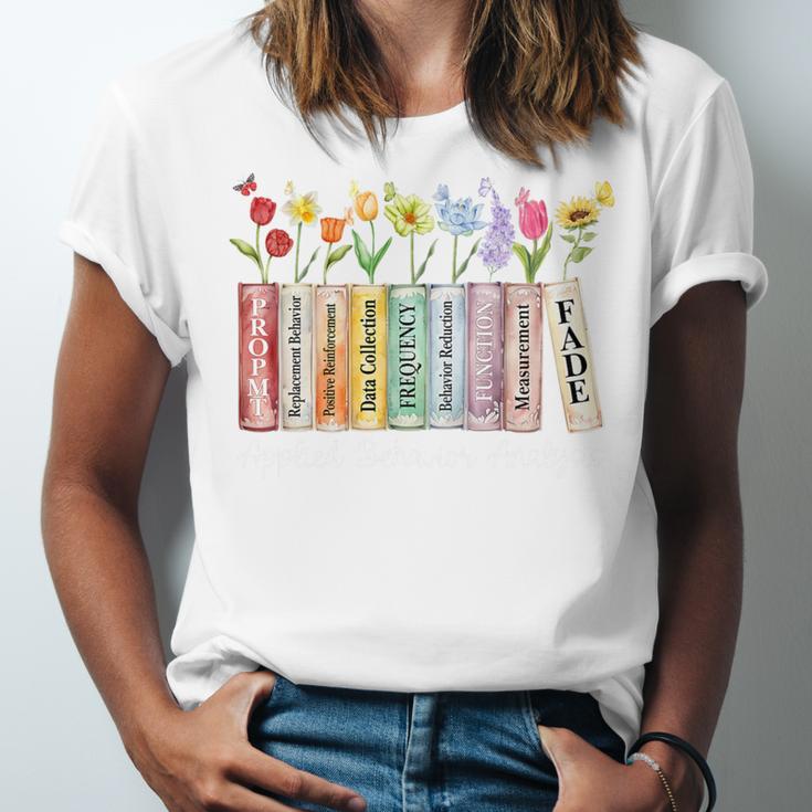 Applied Behavior Analysis Book Wildflower ABA RBT Therapist Premium Tri-Blend Unisex Jersey T-Shirt