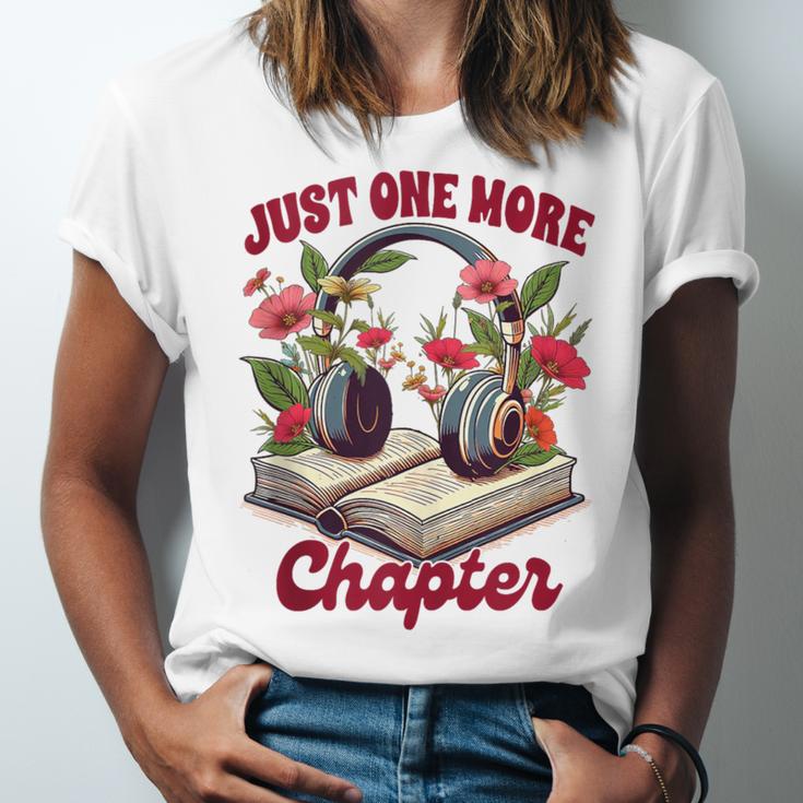 Audiobook Lover Bookish Headphones Just One More Chapter Unisex Jersey T-Shirt