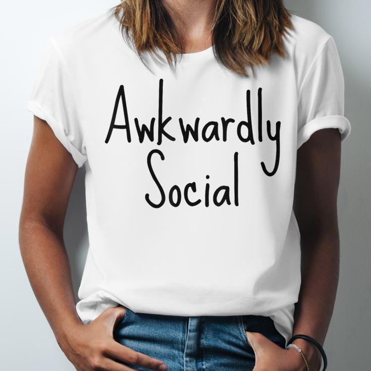 Awkwardly Social Introvert Anxious Socially Awkward Unisex Jersey T-Shirt