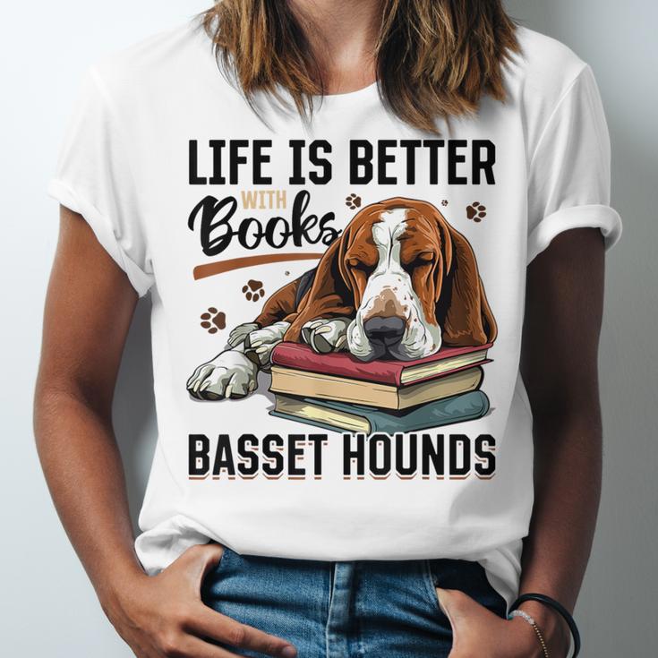 Basset Hound Dog Breed Life Is Better With Books And a For Men Women Girls Kids Unisex Jersey T-Shirt Basset Hound Dog Breed Life Is Better With Books And a For Men Women Girls Kids Unisex Jersey T-Shirt