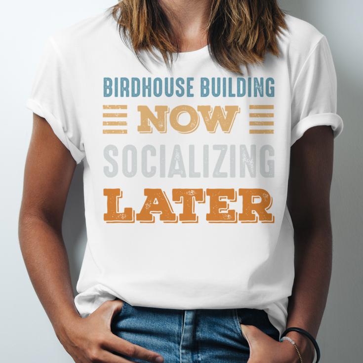 Birdhouse Building Now Minimal Socializing Introvert Unisex Jersey T-Shirt
