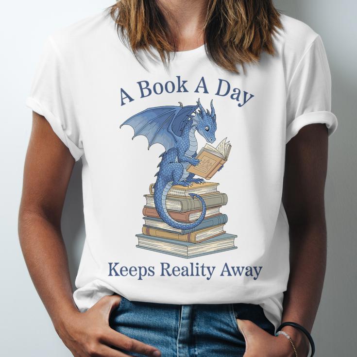 A Book A Day Keeps Reality Away Premium Tri-Blend Unisex Jersey T-Shirt