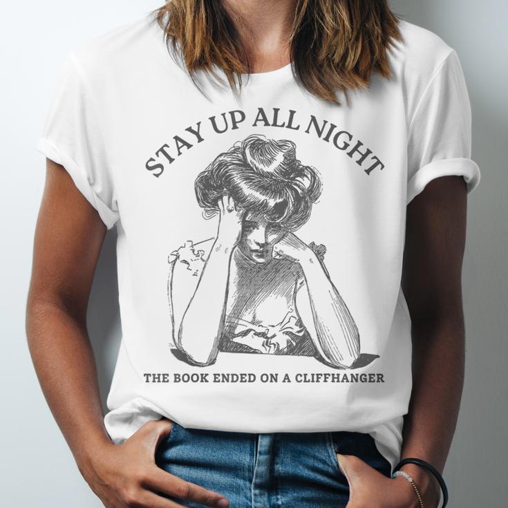 The Book Ended On a Cliffhanger Cute Book Lover Teach Unisex Jersey T-Shirt