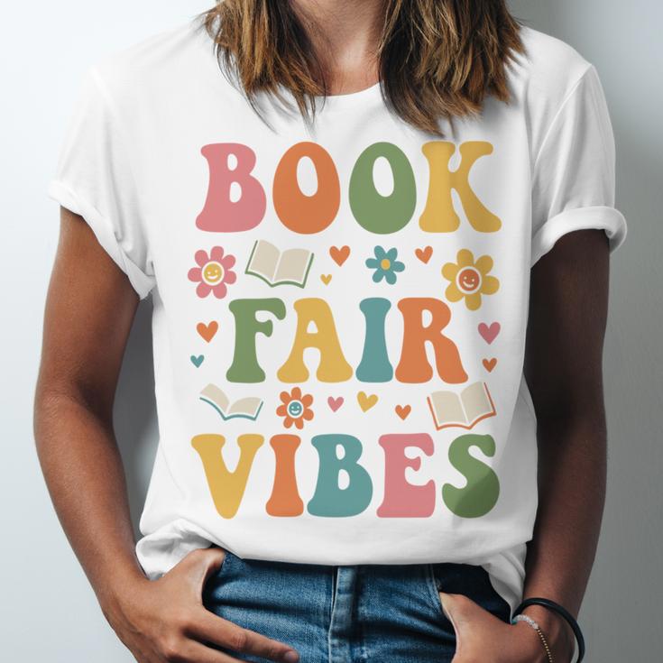 Book Fair Vibes Groovy Retro School Reading Nostalgic Unisex Jersey T-Shirt Book Fair Vibes Groovy Retro School Reading Nostalgic Unisex Jersey T-Shirt