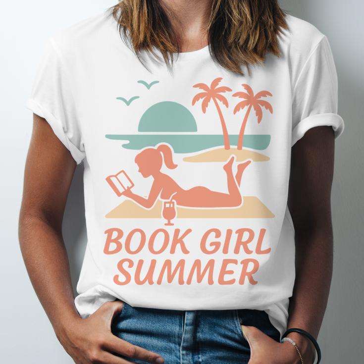 Book Girl Summer Book Reading Retro Sunset Unisex Jersey T-Shirt
