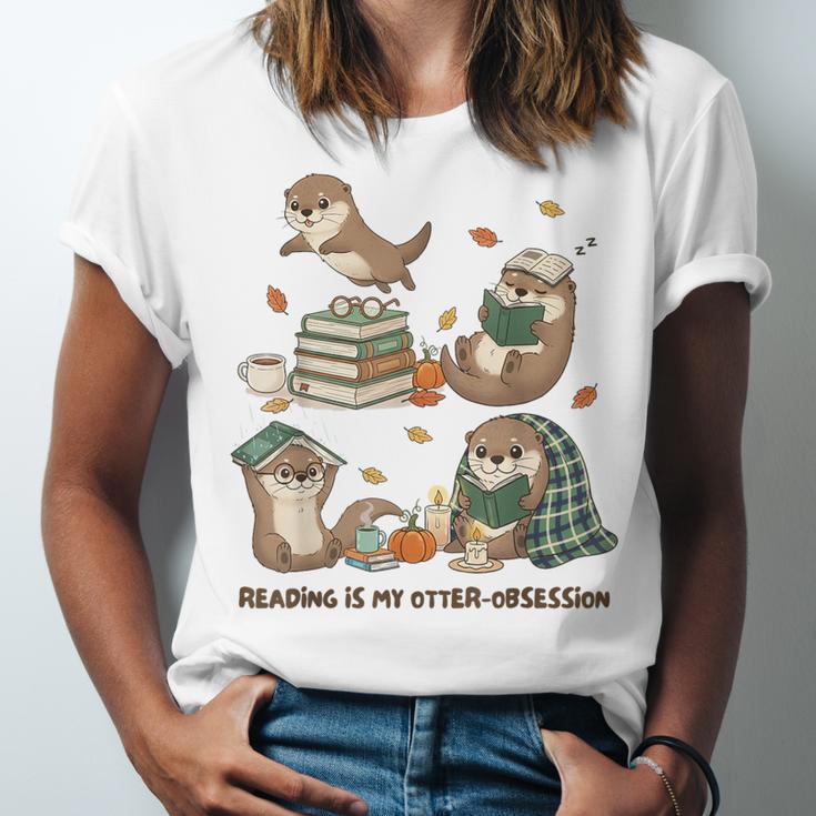Book Lover Bookish Bookworm Reading Is My Otter-Obsession Unisex Jersey T-Shirt