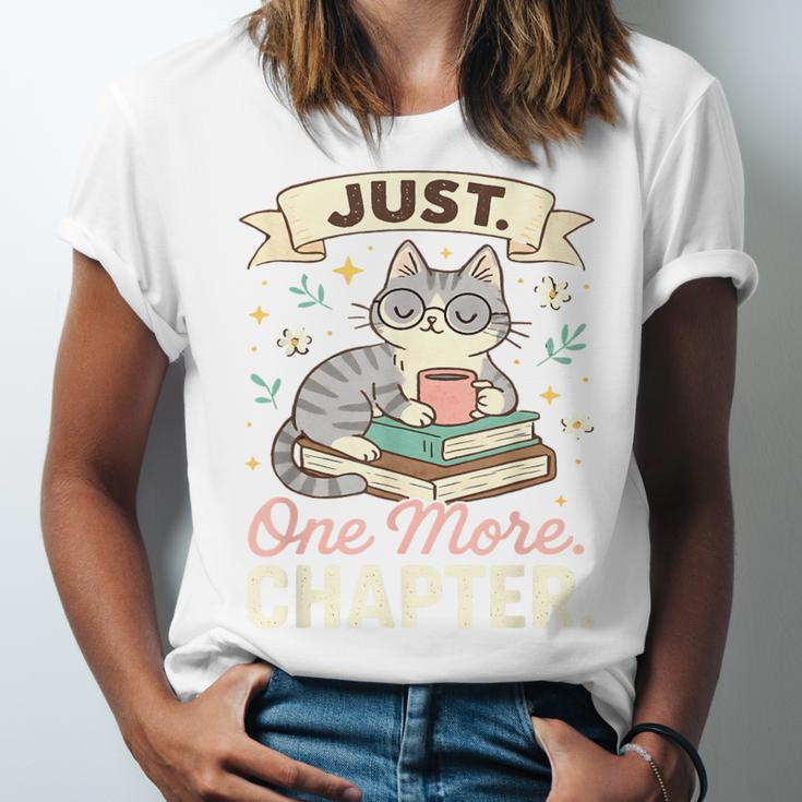 Book Lover Cute Cat Coffee Just 1 More Chapter Cozy Reading Unisex Jersey T-Shirt