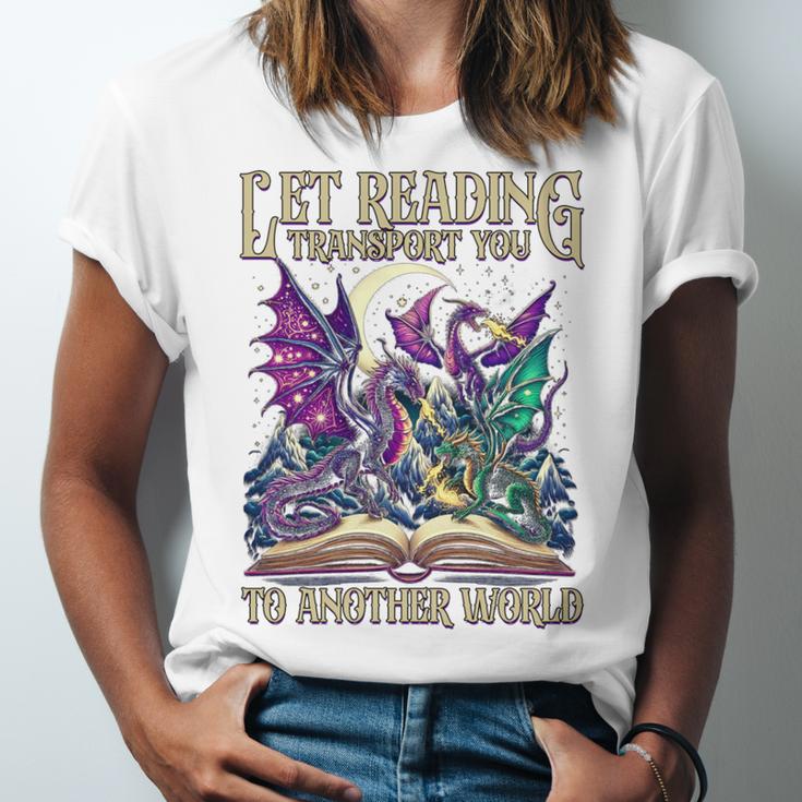 Book Lover Dragon Reading Transport You To Another World Unisex Jersey T-Shirt Book Lover Dragon Reading Transport You To Another World Unisex Jersey T-Shirt