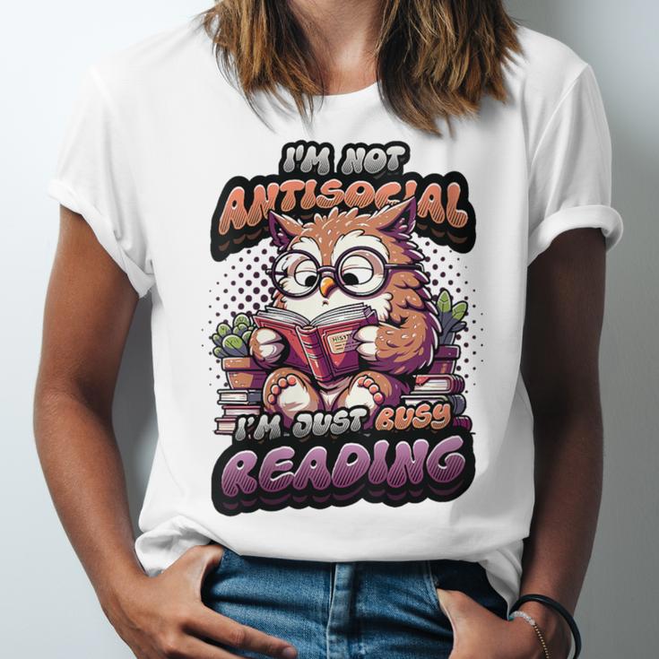 Book Lover Owl Reading Books Introvert Bookworm Unisex Jersey T-Shirt Book Lover Owl Reading Books Introvert Bookworm Unisex Jersey T-Shirt