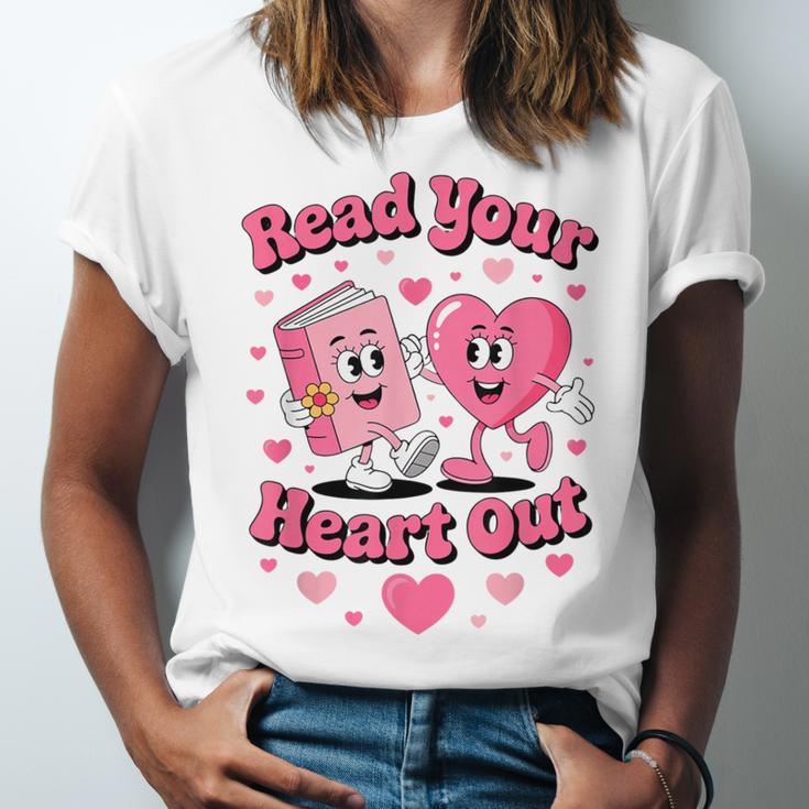 Book Lover Read Your Heart Out Teacher Kids Valentines Unisex Jersey T-Shirt