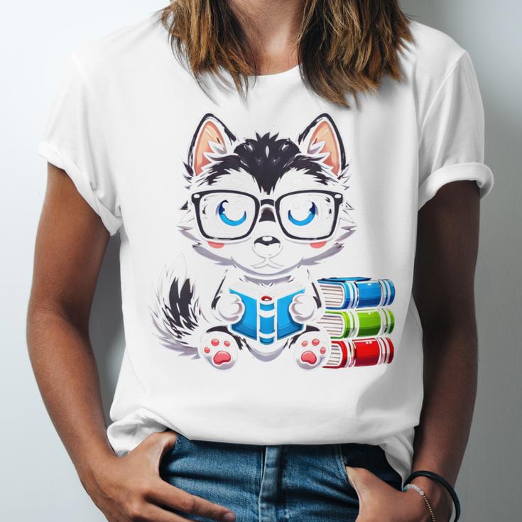 Book Lover Reading Husky Dog Unisex Jersey T-Shirt Book Lover Reading Husky Dog Unisex Jersey T-Shirt
