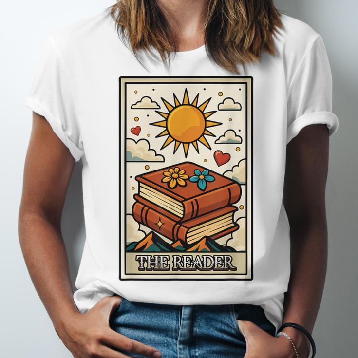 Book Reading Tarot Card The Reader Unisex Jersey T-Shirt Book Reading Tarot Card The Reader Unisex Jersey T-Shirt