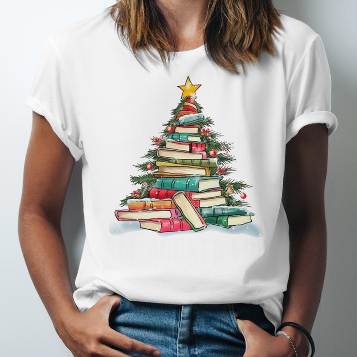 All Booked For Christmas Book Christmas Tree Lights Xmas Unisex Jersey T-Shirt