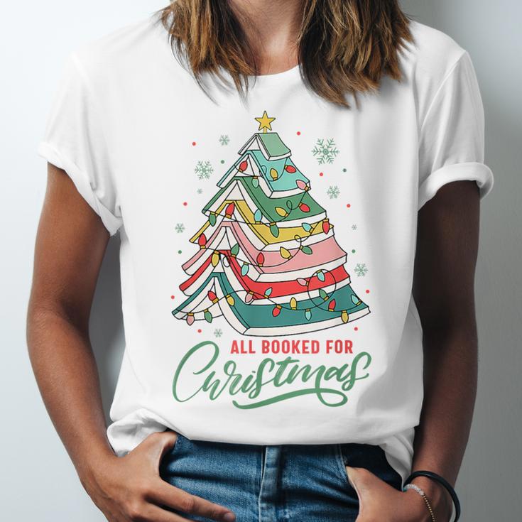 All Booked For Christmas Book Xmas Tree Lights Reading Girly Unisex Jersey T-Shirt All Booked For Christmas Book Xmas Tree Lights Reading Girly Unisex Jersey T-Shirt