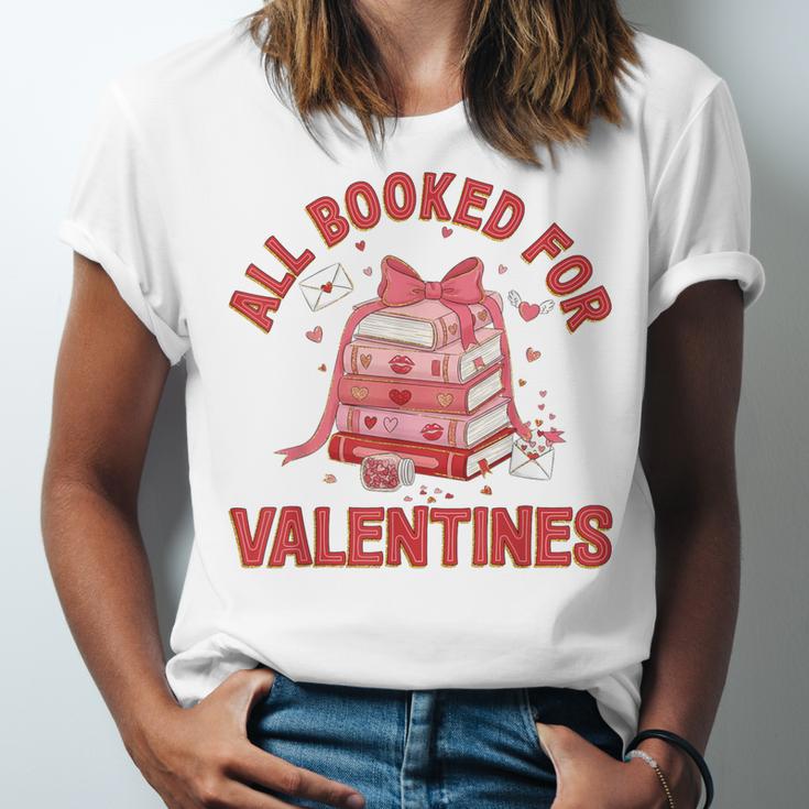 All Booked For Valentines Bow Heart Book Lover Valentine Day Unisex Jersey T-Shirt