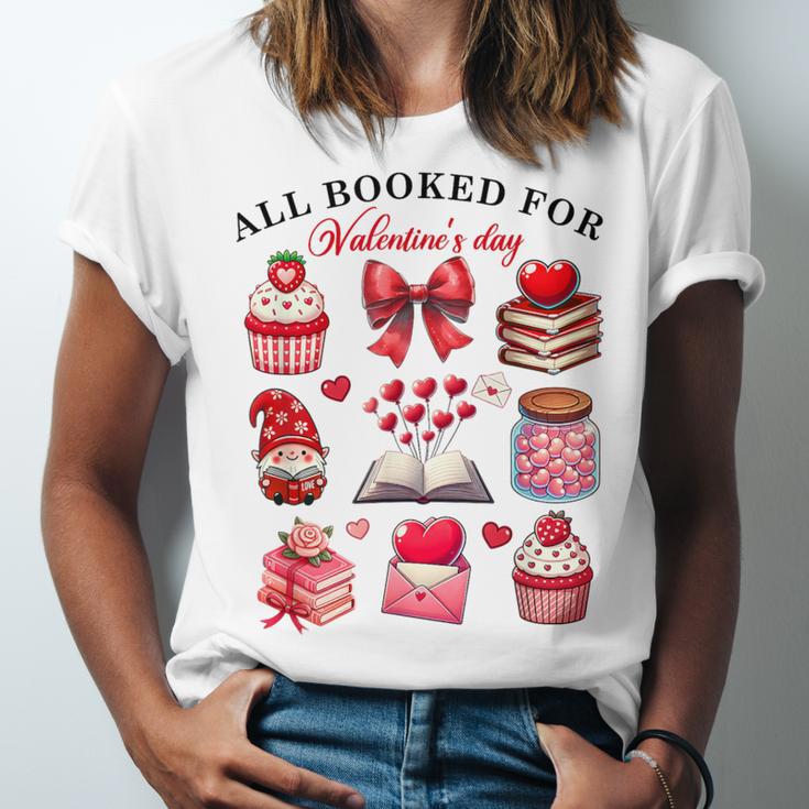 All Booked For Valentine's Day Book Lover Bookworm Bookish Unisex Jersey T-Shirt