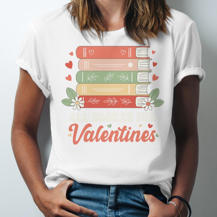 All Booked For Valentines Retro Book Lover Teacher Bookworm Premium Tri-Blend Unisex Jersey T-Shirt