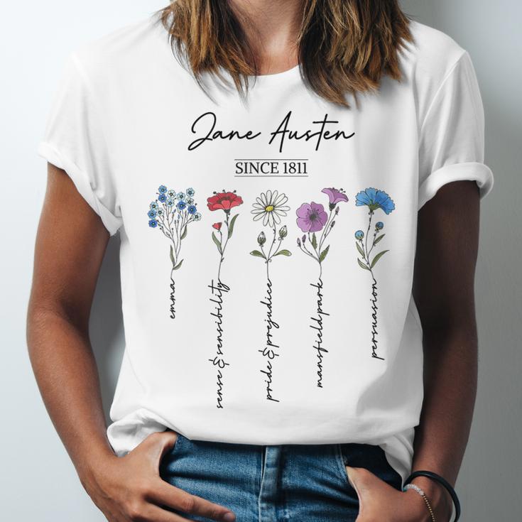 Bookish Feminist Jane Austen Fan Jane Austen Flower Books Unisex Jersey T-Shirt Bookish Feminist Jane Austen Fan Jane Austen Flower Books Unisex Jersey T-Shirt