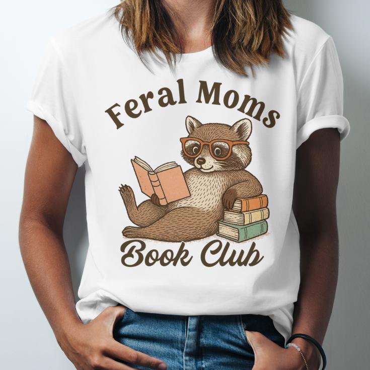 Bookish Feral Moms Book Club Raccoon Mother's Day Bookworm Unisex Jersey T-Shirt