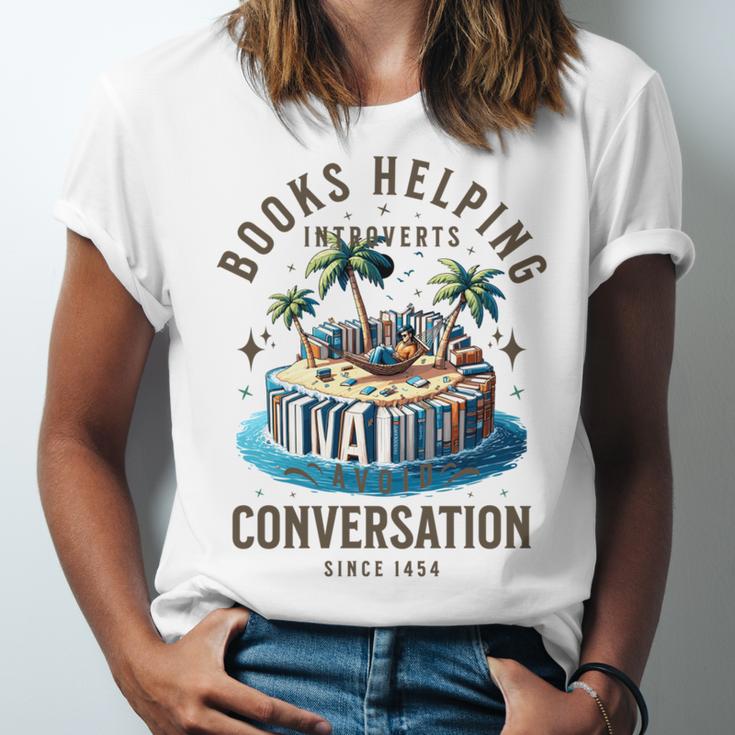 Books Helping Introvert Avoid Conversation Unisex Jersey T-Shirt
