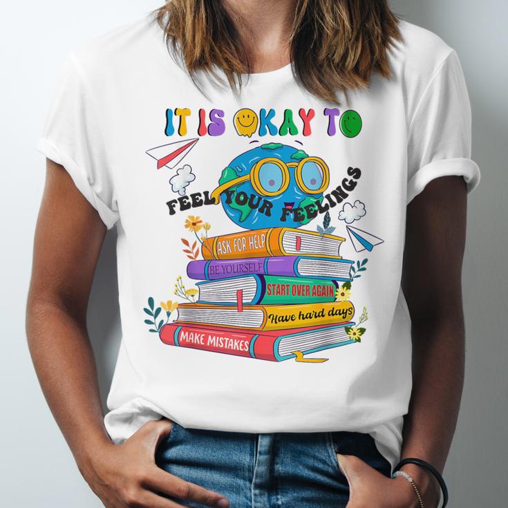 Books It's Okay To Be Kind Yellow Mental Health Day Kids Unisex Jersey T-Shirt
