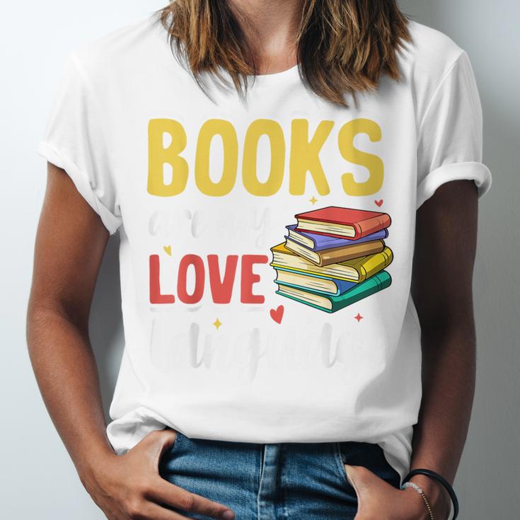 Books Are My Love Language Stack Unisex Jersey T-Shirt