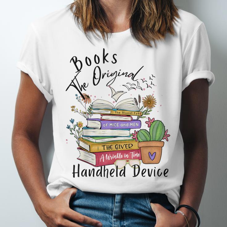 Books Original Handheld Device Reader Literacy Book Lover Unisex Jersey T-Shirt