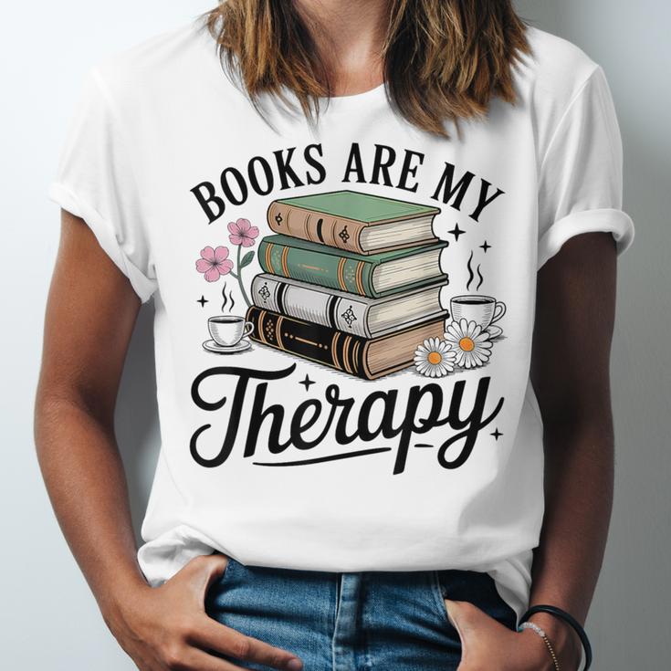 Books Are My Therapy Bookworm Reading Unisex Jersey T-Shirt