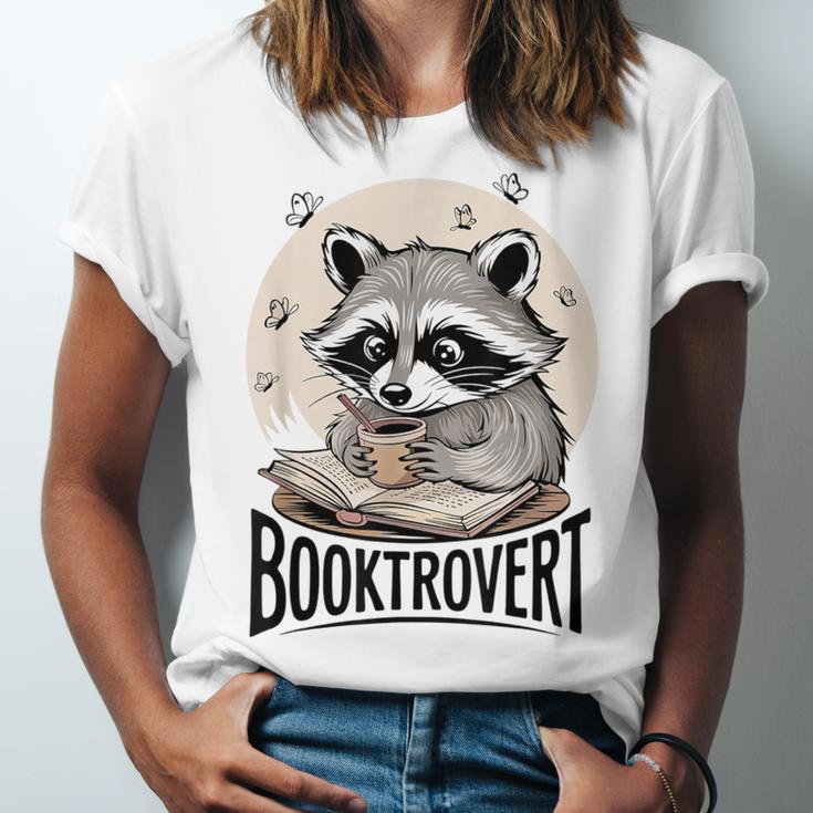 Booktrovert Raccoon Reading And Coffee For Book Lover Unisex Jersey T-Shirt Booktrovert Raccoon Reading And Coffee For Book Lover Unisex Jersey T-Shirt