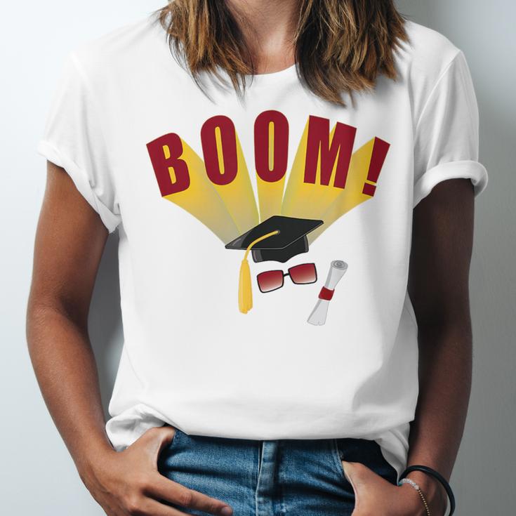 Boom Graduation Hat And Diploma For Proud Graduate Unisex Jersey T-Shirt
