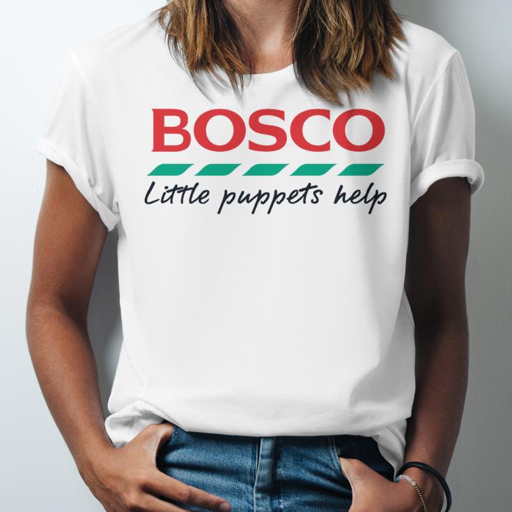 Bosco Little Puppets Help Irish Nostalgia Retro 80s Premium Tri-Blend Unisex Jersey T-Shirt