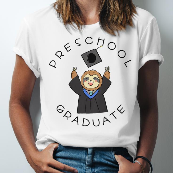 Boys Girls Preschool Graduate Sloth Graduation Cap Unisex Jersey T-Shirt
