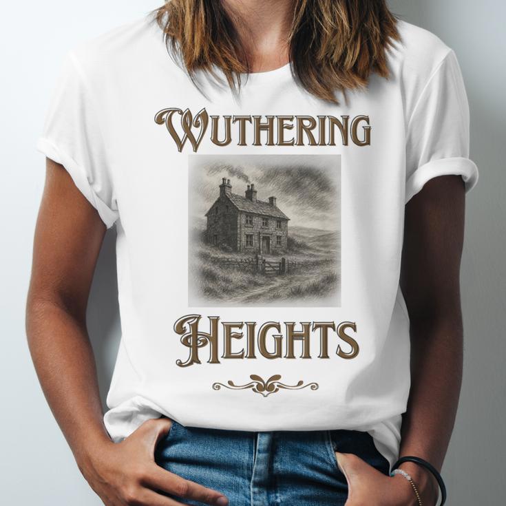 Bronte Novel Wuthering Heights Moorland Gothic Book Cover Unisex Jersey T-Shirt