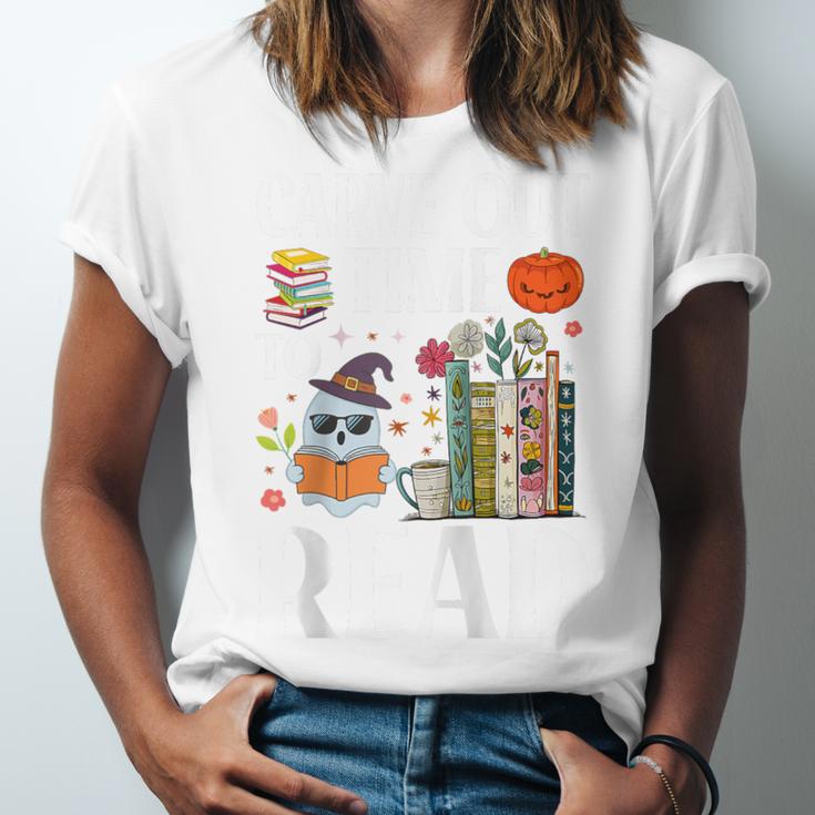 Carve Out Time To Read Halloween Ghost Books Raglan Baseball Tee Unisex Jersey T-Shirt