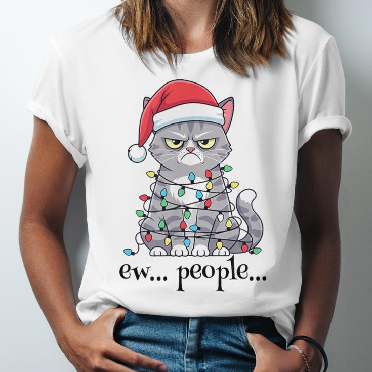 Cat Ew People Adult Humor Introvert Anti-Social Unisex Jersey T-Shirt