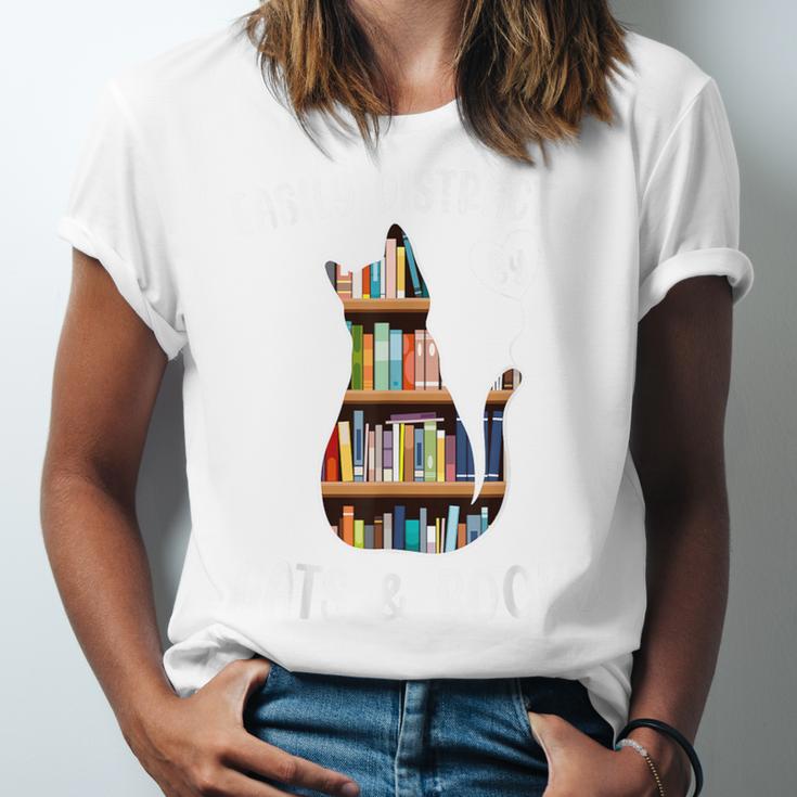 Cat Lover Tee Women Book Lover Reading Librarian Read Unisex Jersey T-Shirt