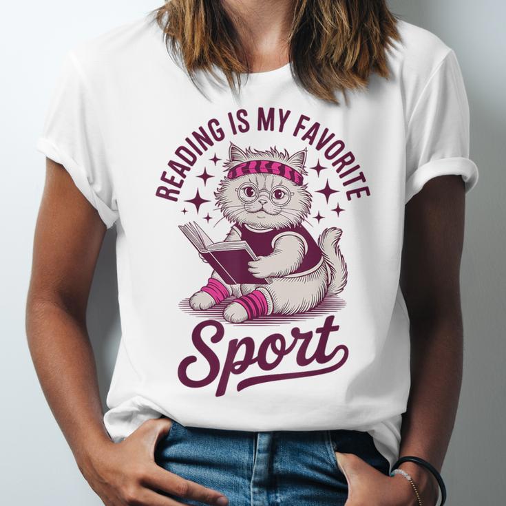 Cat Reading Is My Favorite Sport Retro Book Lover Unisex Jersey T-Shirt Cat Reading Is My Favorite Sport Retro Book Lover Unisex Jersey T-Shirt