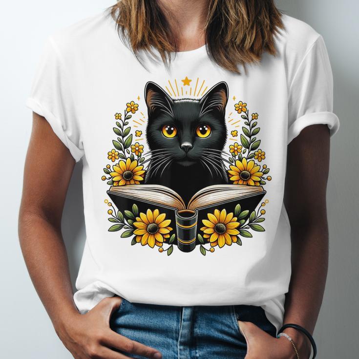Cat For Women Book Lover Cute Cat And Book Unisex Jersey T-Shirt