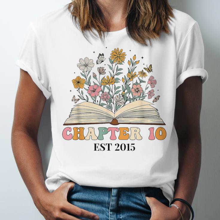 Chapter 10 Years Old 10th Birthday Wildflower Book Lover Unisex Jersey T-Shirt Chapter 10 Years Old 10th Birthday Wildflower Book Lover Unisex Jersey T-Shirt