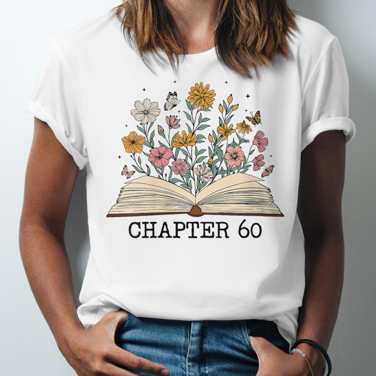 Chapter 60 60th Birthday Floral Open Book With Flowers Unisex Jersey T-Shirt Chapter 60 60th Birthday Floral Open Book With Flowers Unisex Jersey T-Shirt