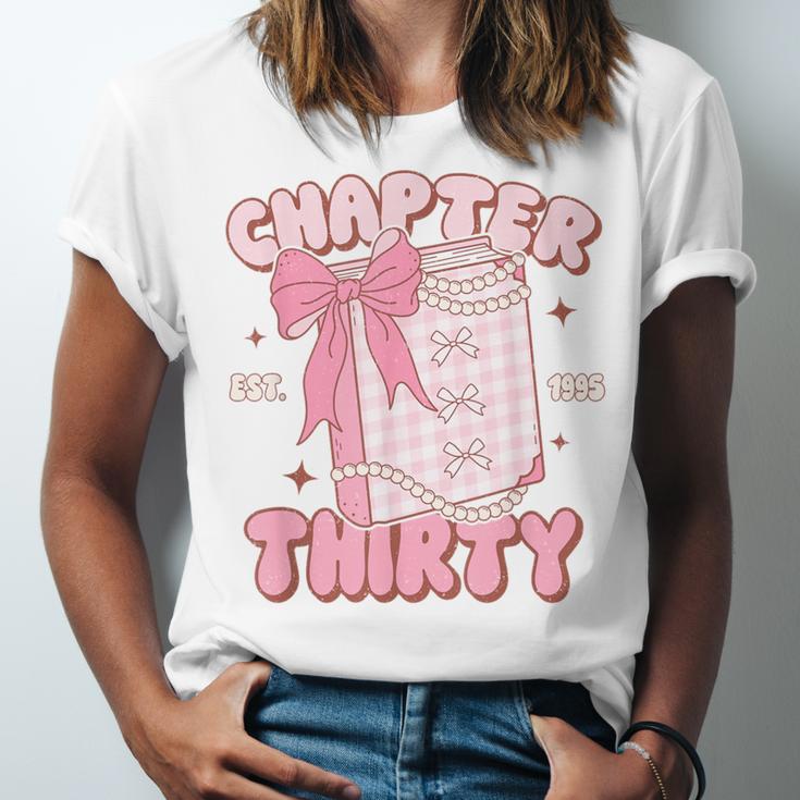 Chapter Thirty Est 1995 Cute 30th Birthday Book Bow Coquette Unisex Jersey T-Shirt