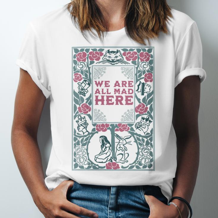 Cheshire Cat Alice In Wonderland Vintage Book Unisex Jersey T-Shirt Cheshire Cat Alice In Wonderland Vintage Book Unisex Jersey T-Shirt