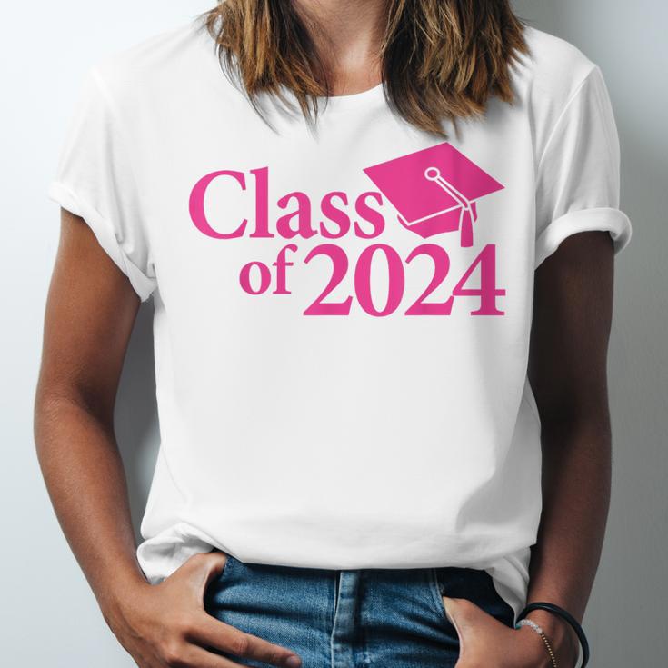 Class Of 2024 Pink For Girls And Women Graduation Unisex Jersey T-Shirt