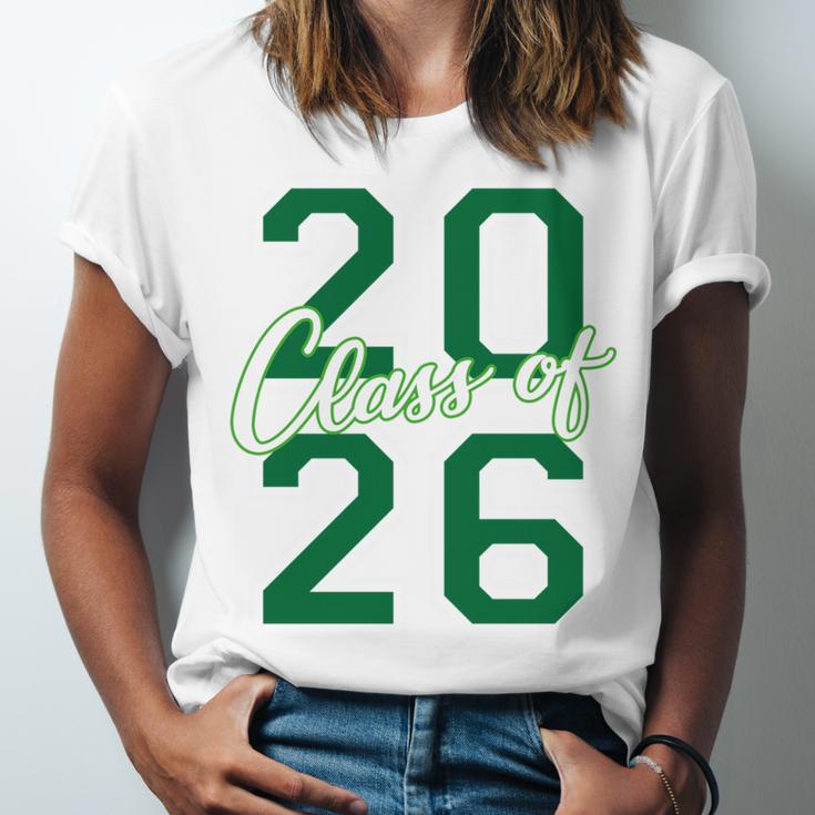 Class Of 2026 Graduation Varsity Green And On The Back Unisex Jersey T-Shirt