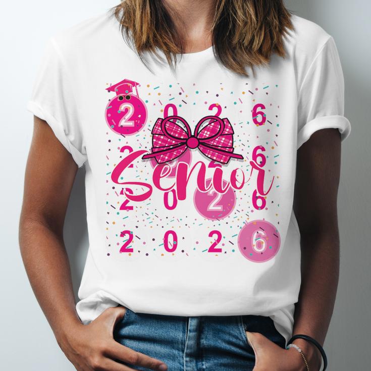 Class Of 2026 Senior Coquette Pink Bow Graduation Family Premium Tri-Blend Unisex Jersey T-Shirt