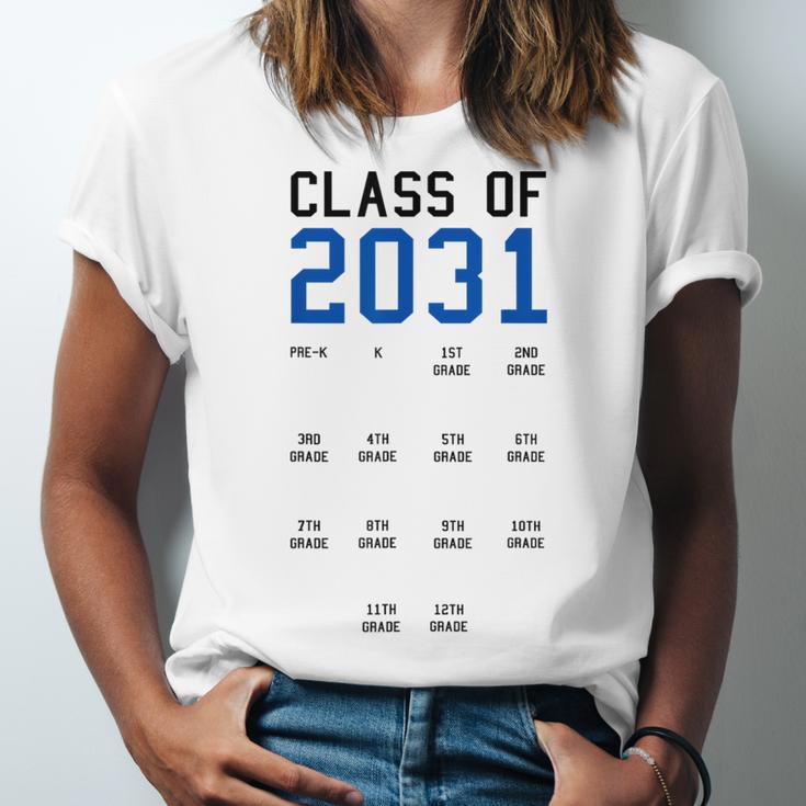 Class Of 2031 Graduation T-Shirt With Space For Handprints Unisex Jersey T-Shirt