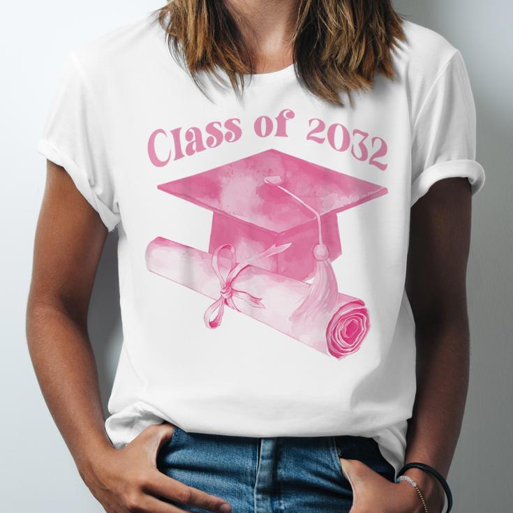Class Of 2032 Senior 2032 Back To School 2032 Graduation Cap Unisex Jersey T-Shirt